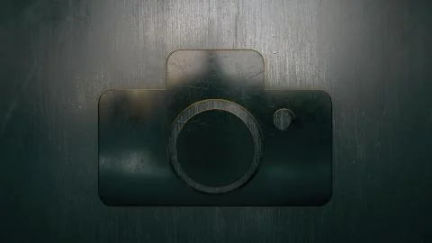 Camera shape  icon metal logo Stock Illustration