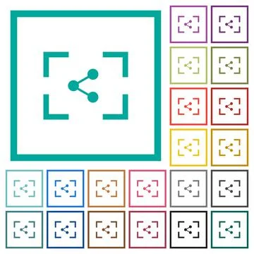 Camera share image flat color icons with quadrant frames Stock Illustration