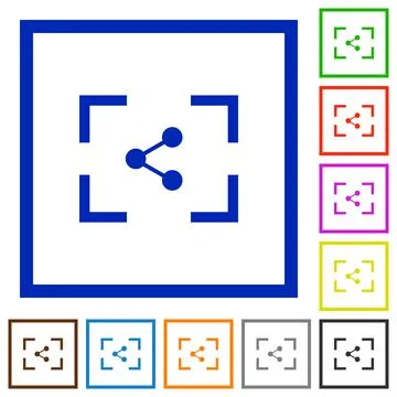 Camera share image flat framed icons Illustrazione stock