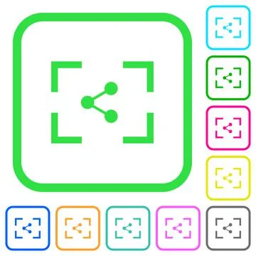Camera share image vivid colored flat icons Stock Illustration