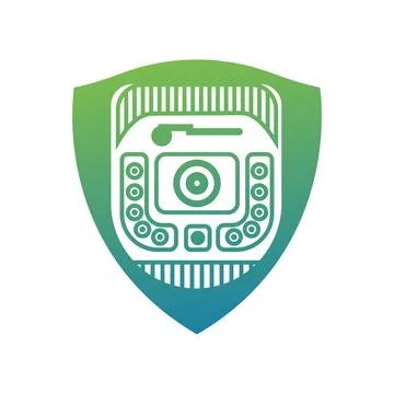 Camera with Shield logo icon Stock Illustration