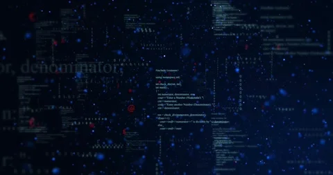Camera shifting, central column lighting and scrolling, dots drifting, red flags Stock Footage 321453342