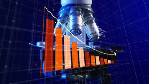 Camera shifting forward, microscope revealing growing 3D bars and dotted line, Stock Footage 335317113