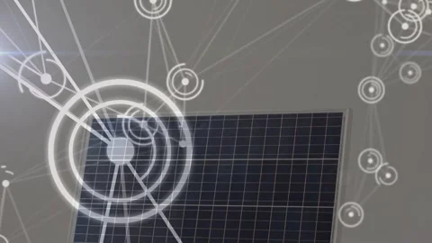 Camera shifting, solar panel rising, rings scanning junction and nodes aligning Stock Footage 333689435