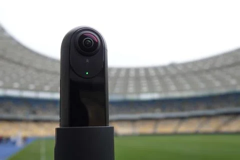 The camera that shoots 360 degrees in the background of the stadium. Stock Photos