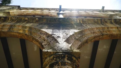 The camera shoots beautiful old building arches Stock Footage 72137455