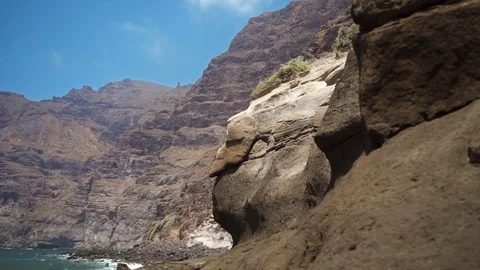 The camera shoots a rocky seashore Stock Footage 71480926