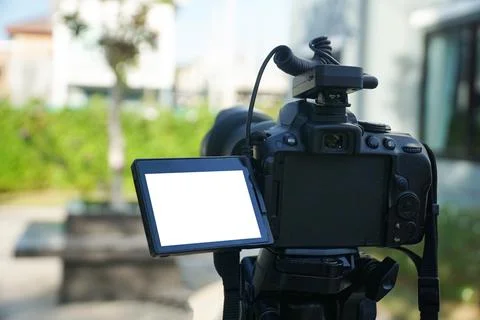 The camera shoots views Digital single-lens reflex camera   on a tripod  blur Stock Photos
