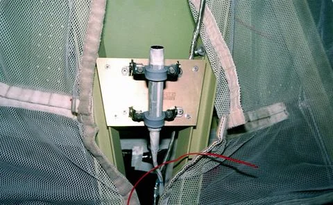 A camera is shown mounted on the second stage of the Boeing Delta II rocke... 스톡 사진