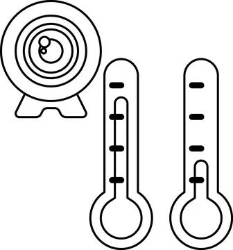 A camera is shown with a thermometer and a heat map Stock Illustration