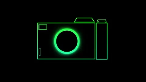 Camera shutter animation with green neon glow. Camera shutter futuristic ph.. Stock Footage 336896537