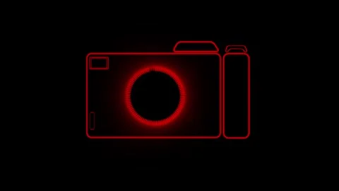 Camera shutter animation with red glowing light. Camera shutter high impact.. Stock Footage 336896541