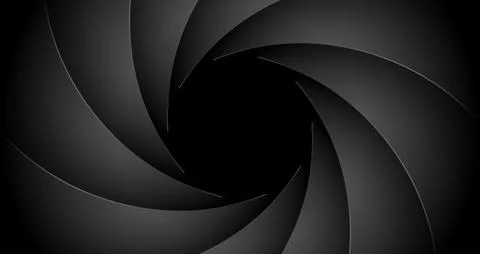 Camera shutter aperture background with dark black focus circle cinema lens 스톡 일러스트