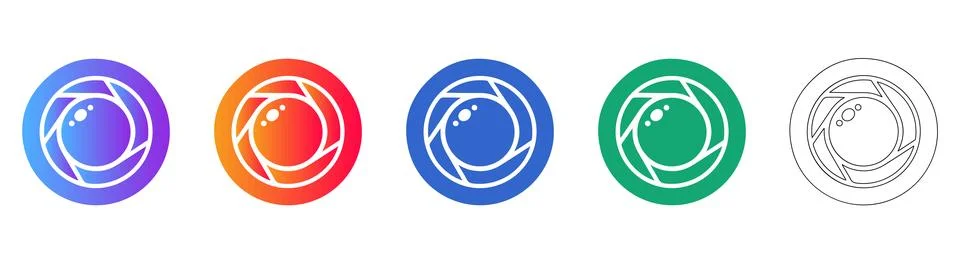 Camera Shutter Aperture Icon Set Stock Illustration