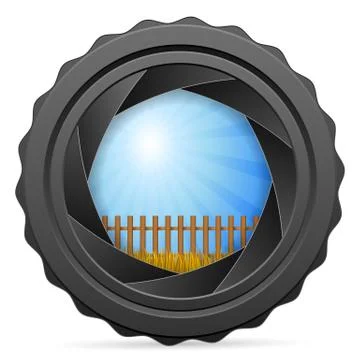 Camera shutter with autumn landscape Stock Illustration