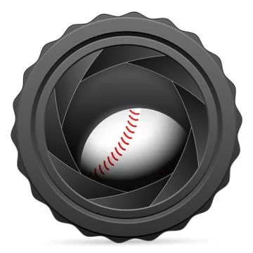 Camera shutter with baseball ball Stock Illustration