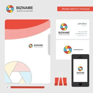 Camera shutter Business Logo, File Cover Visiting Card and Mobile App Design. Stock Illustration