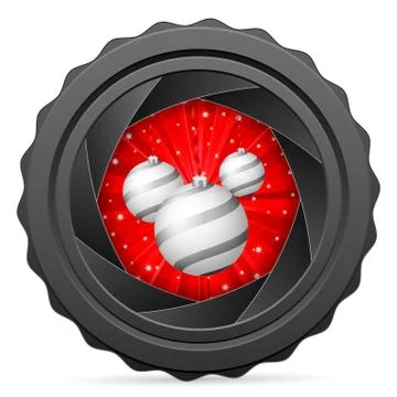 Camera shutter with christmas balls Stock Illustration