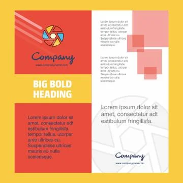 Camera shutter Company Brochure Title Page Design. Company profile, annual re Stock Illustration