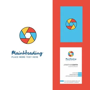 Camera shutter Creative Logo and business card. vertical Design Vector Stock Illustration