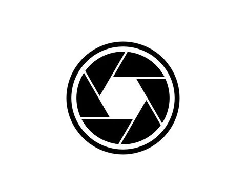 Camera shutter icon in black solid flat design icon isolated on white backgro Stock Illustration