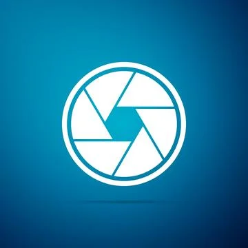 Camera shutter icon isolated on blue background. Flat design. Vector Illust.. Stock Illustration