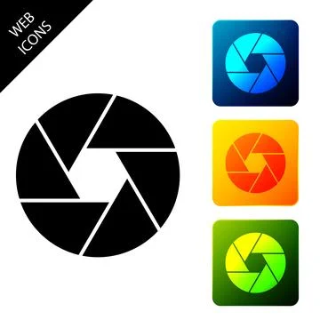 Camera shutter icon isolated on white background. Set icons colorful square Ilustração Stock