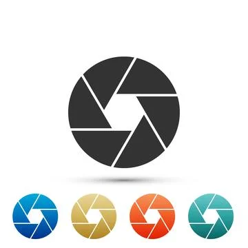 Camera shutter icon isolated on white background. Set elements in colored i.. Illustrazione stock