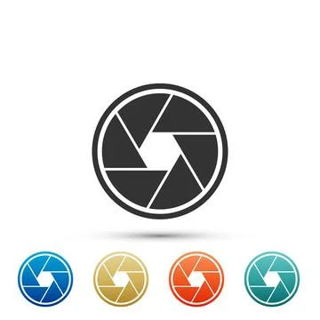 Camera shutter icon isolated on white background. Set elements in colored i.. Stock Illustration
