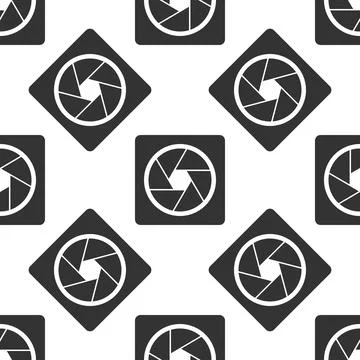 Camera shutter icon seamless pattern on white background. Flat design. Vector Illustrazione stock