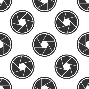 Camera shutter icon seamless pattern on white background. Flat design. Vect.. Stock Illustration