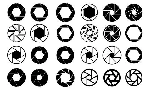 Camera Shutter Icon Shape Collection. Stock Illustration