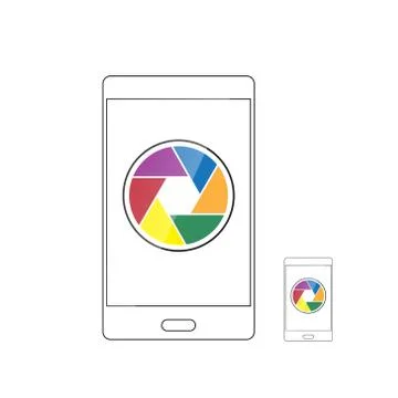 Camera shutter icon in smartphone Stock Illustration