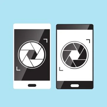 Camera shutter icon on smartphone vector illustration Stock Illustration