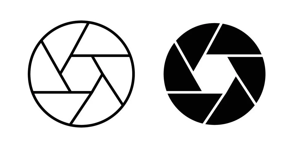 Camera shutter icon vector template set in black Stock Illustration