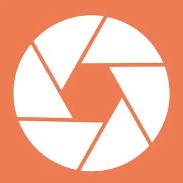 Camera shutter icon. For websites and apps. Image on red background. Flat line Stock Illustration