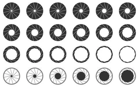 Camera shutter icons set Stock Illustration