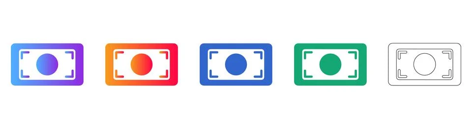 Camera Shutter Interface Icon Set Illustrazione stock