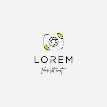 Camera Shutter Leaf Logo Design Vector Icon Stock Illustration