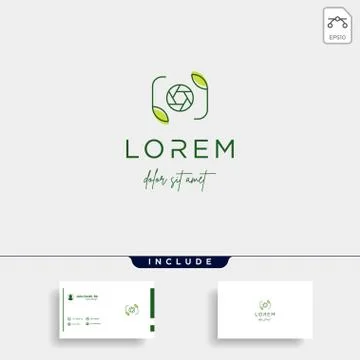 Camera Shutter Leaf Logo Design Vector Icon Stock Illustration