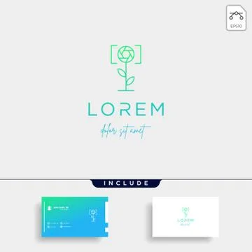 Camera Shutter Leaf Logo Design Vector Icon Stock Illustration