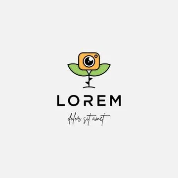 Camera Shutter Leaf Logo Design Vector Icon Stock Illustration