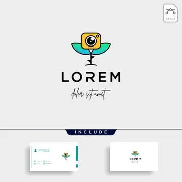 Camera Shutter Leaf Logo Design Vector Icon Stock Illustration