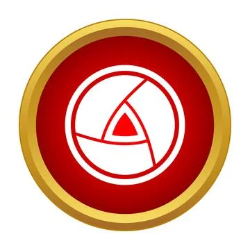 Camera shutter lens diaphragm icon in red circle Stock Illustration