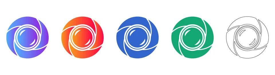 Camera Shutter Lens Icon Set 스톡 일러스트