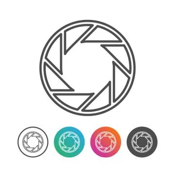 Camera Shutter Outline Icon Symbol Design Set Stock Illustration