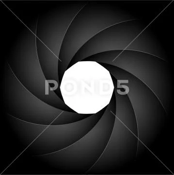 Camera shutter photography background aperture. Focus vector black lens zoom Stock Illustration