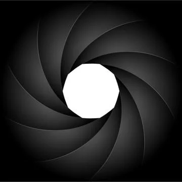 Camera shutter photography background aperture. Focus vector black lens zoom Stock Illustration