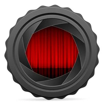 Camera shutter with red curtain イラスト素材