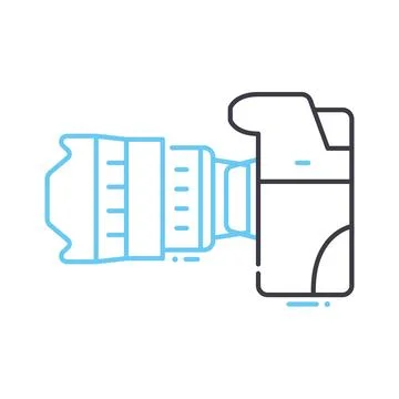 Camera side view line icon, outline symbol, vector illustration, concept sign Stock Illustration